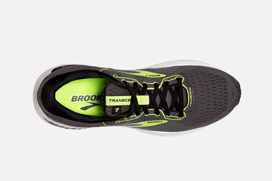 Brooks Running Shoes Mens Black/Green - Transcend 7 Road - 0459-RBNTH